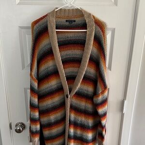 American Eagle Outfitters Multicolor Striped Cardigan AEO L XL WOMENS LARGE LONG